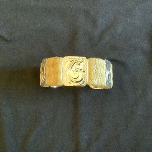 Silver and Rawhide Cuff Bracelet